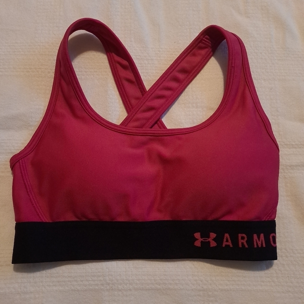 Under Armour women's size XS Compression raspberry color black elastic padded